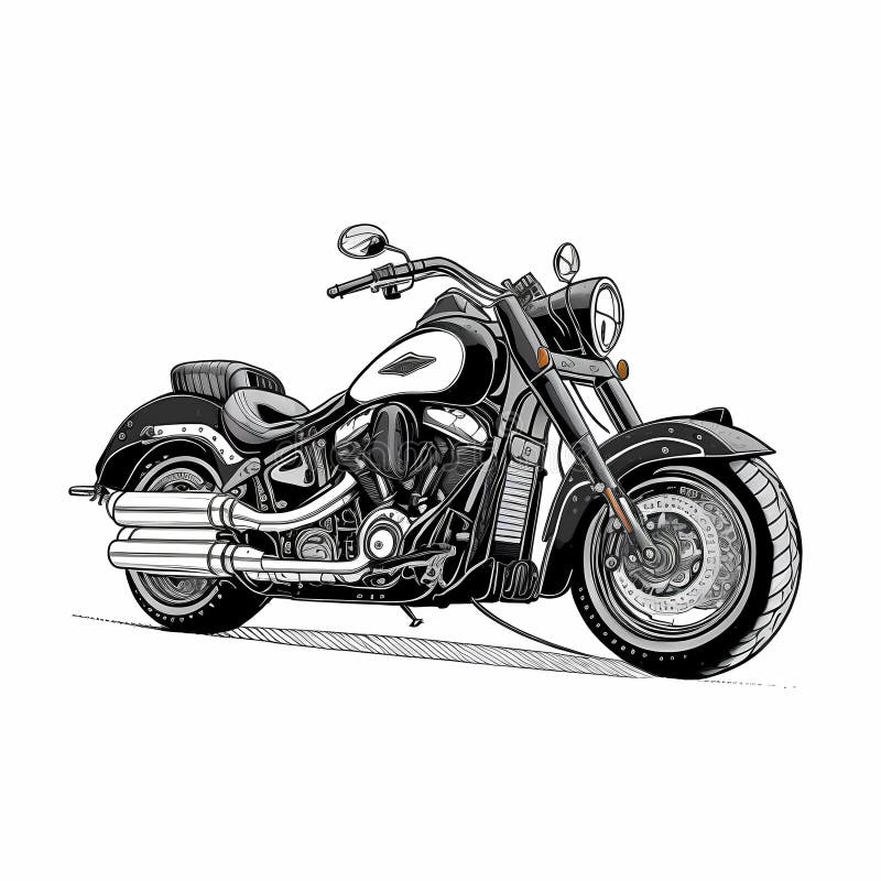 Harley Davidson Motorcycle Black And White. Generative AI