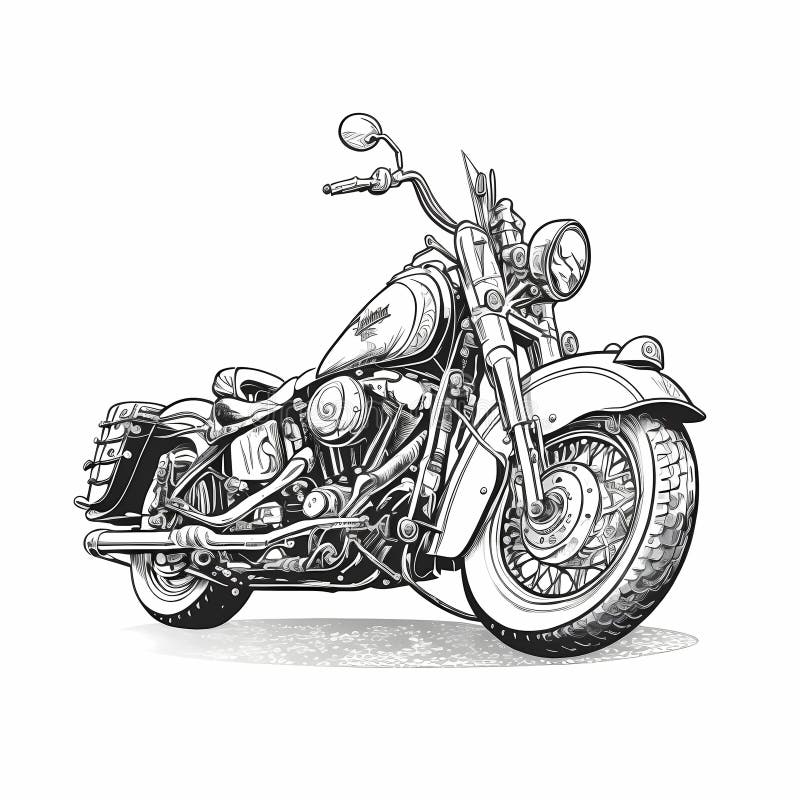 Harley Davidson Motorcycle Black And White. Generative AI