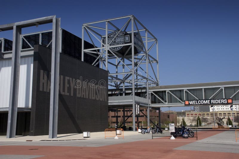 Exterior scene of the Harley Davidson museum in Milwaukee, Wisconsin. Exterior scene of the Harley Davidson museum in Milwaukee, Wisconsin