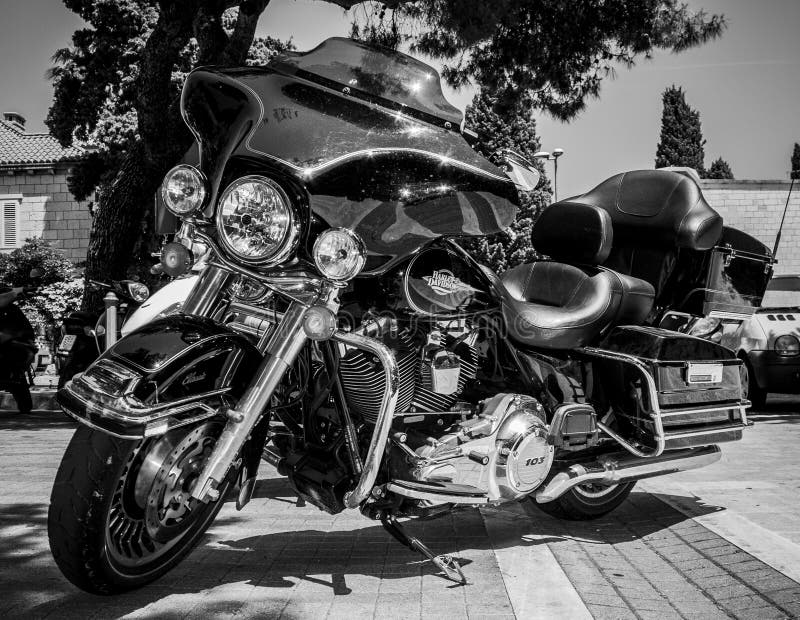 Harley Davidson motorcycle on a street in Dubrovnik