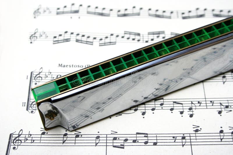 Harmonica - mouth organ on a not sheet.