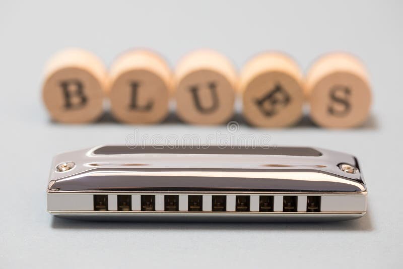 Harmonica diatonique de bleus images stock Harmonica diatonique de bleus images stock