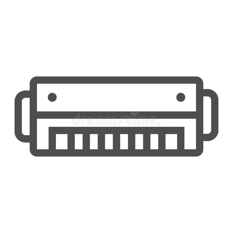 Harmonijki kreskowa ikona, muzyka i błękity, instrumentu znak, wektorowe grafika, liniowy wzór na białym tle ilustracja wektor Harmonijki kreskowa ikona, muzyka i błękity, instrumentu znak, wektorowe grafika, liniowy wzór na białym tle ilustracja wektor