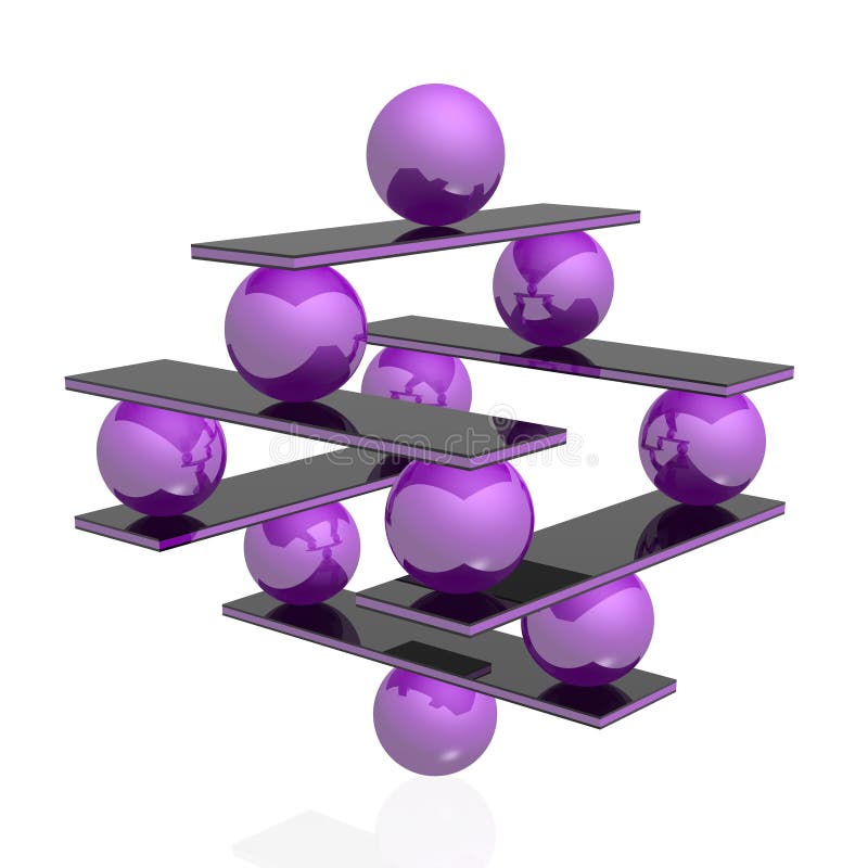 Harmony and balance. (violet-black 3D image set stock illustration