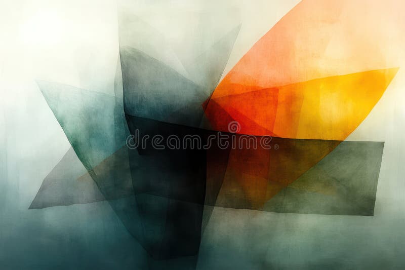 Harmony of Nature and Technology: Abstract Fusion of Geometric Shapes and Organic Forms in a Balanced Color Palette, Evo stock illustration