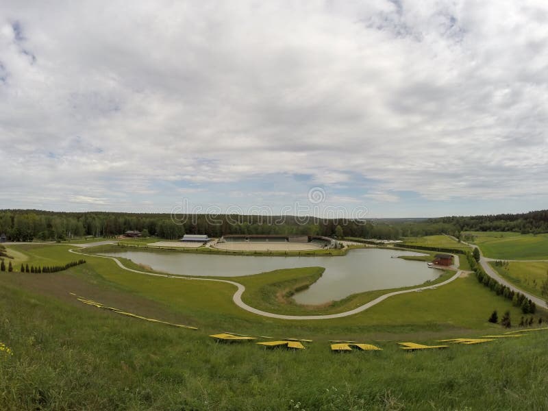 Harmony Park Panorama In Lithuania Stock Image Image Of Grassland