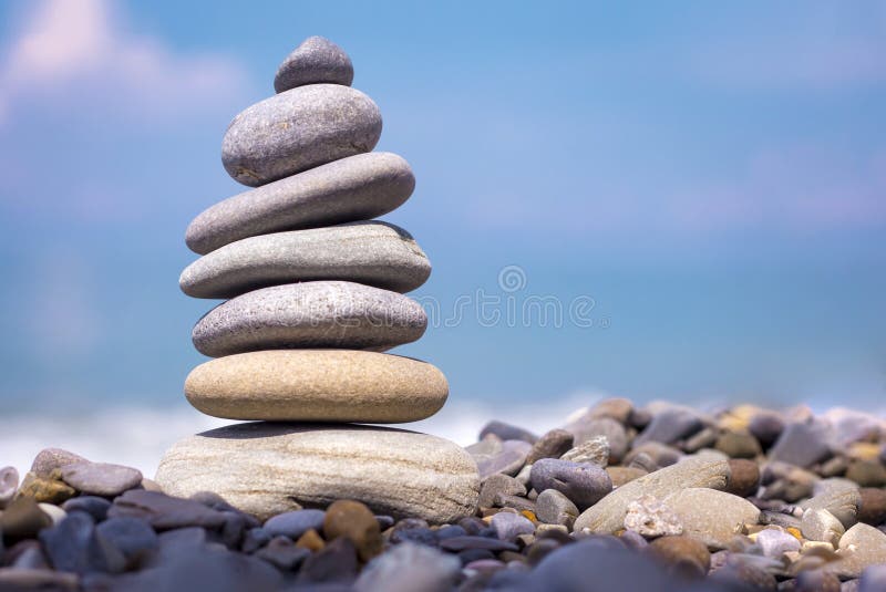 Harmony stones by the sea stock photos Harmony stones by the sea stock photos