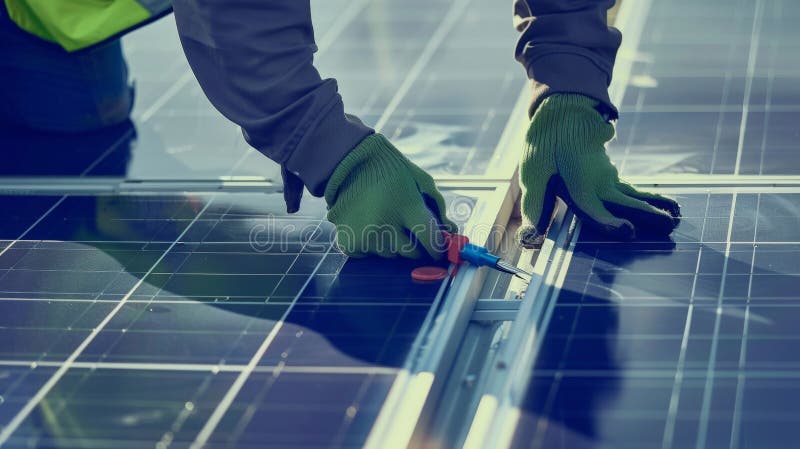Harnessing the Sun: Installing Solar Panels vector illustration