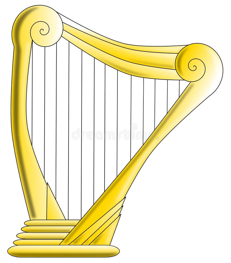 Harpe d'or illustration stock Harpe d'or illustration stock