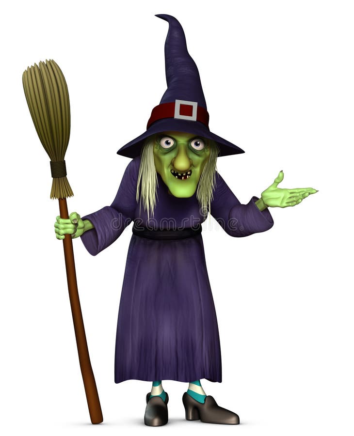 Harridan with broom vector illustration