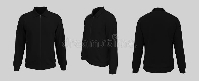 Download Harrington Jacket Mockup Front, Side And Back Views, 3d Illustration, 3d Rendering Stock ...