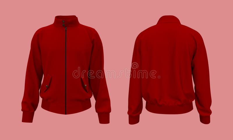 Harrington Jacket Mockup Front and Back Views Stock Illustration ...