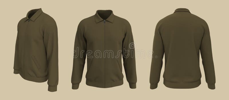 Download Harrington Jacket Mockup Front, Side And Back Views, 3d ...