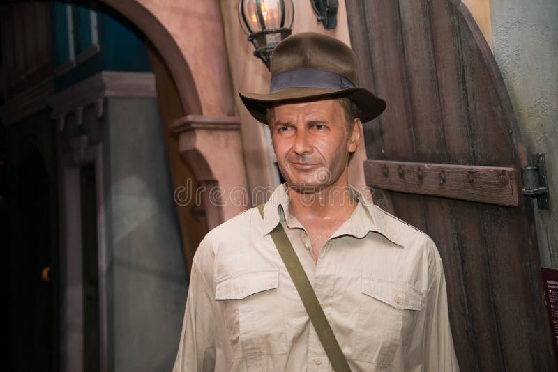 Harrison Ford as Indiana Jones in Grevin museum of the wax figures in Prague. royalty free stock photos Harrison Ford as Indiana Jones in Grevin museum of the wax figures in Prague. royalty free stock photos