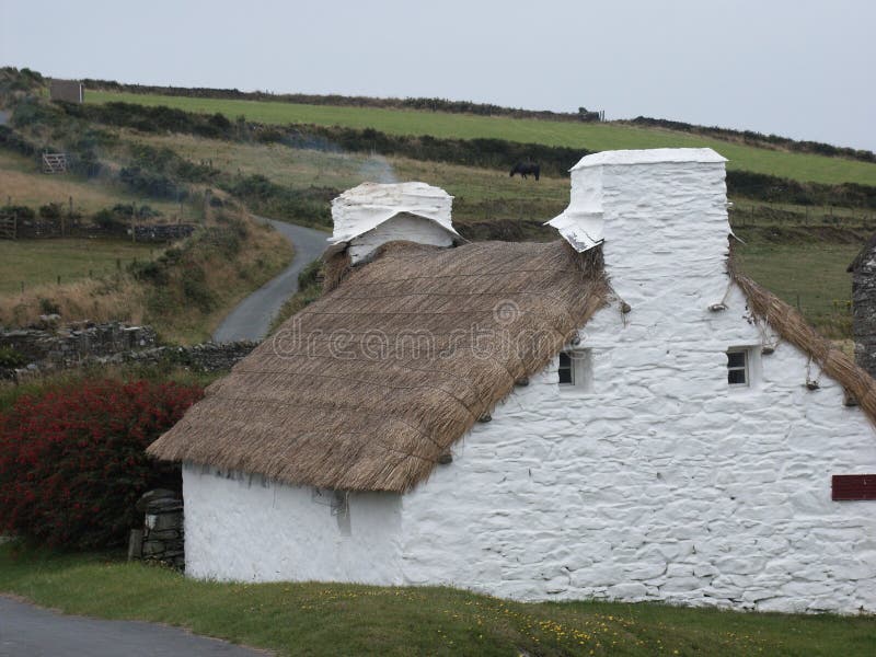 Harry Kelly's Cottage. At Cregneash Village on the Isle of Man. This dates back to the early 18th century stock photography Harry Kelly's Cottage. At Cregneash Village on the Isle of Man. This dates back to the early 18th century stock photography
