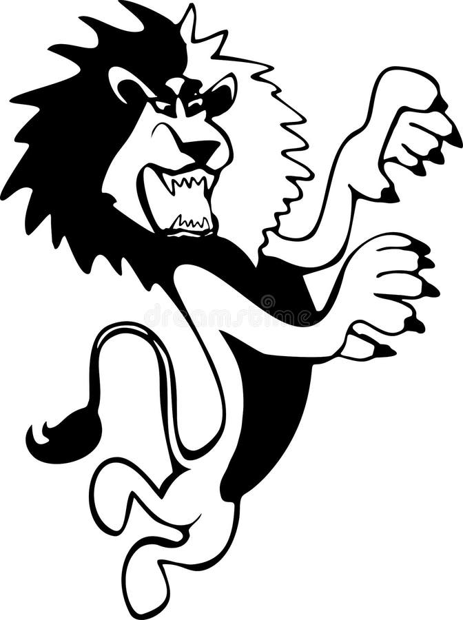 Harsh And Angry, Hand-drawn, Black And White Lion Stock Vector - Illustration of head, detailed ...