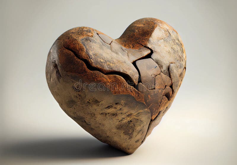 Harsh stone heart on a uniform background stock illustration