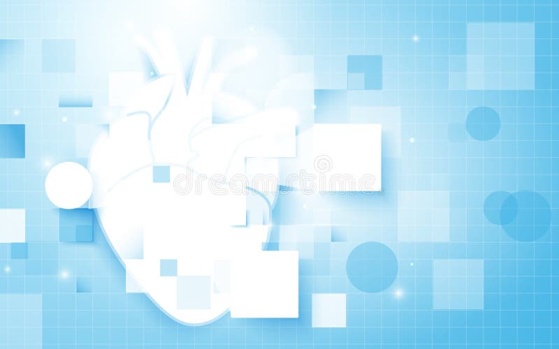 Hart en Abstracte rechthoeken met wetenschapsconcept op zachte blauwe achtergrond stock illustratie Hart en Abstracte rechthoeken met wetenschapsconcept op zachte blauwe achtergrond stock illustratie