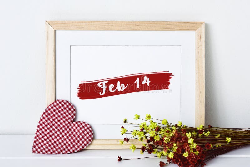 Hart en tekst 14 februari in een beeld royalty-vrije stock afbeelding