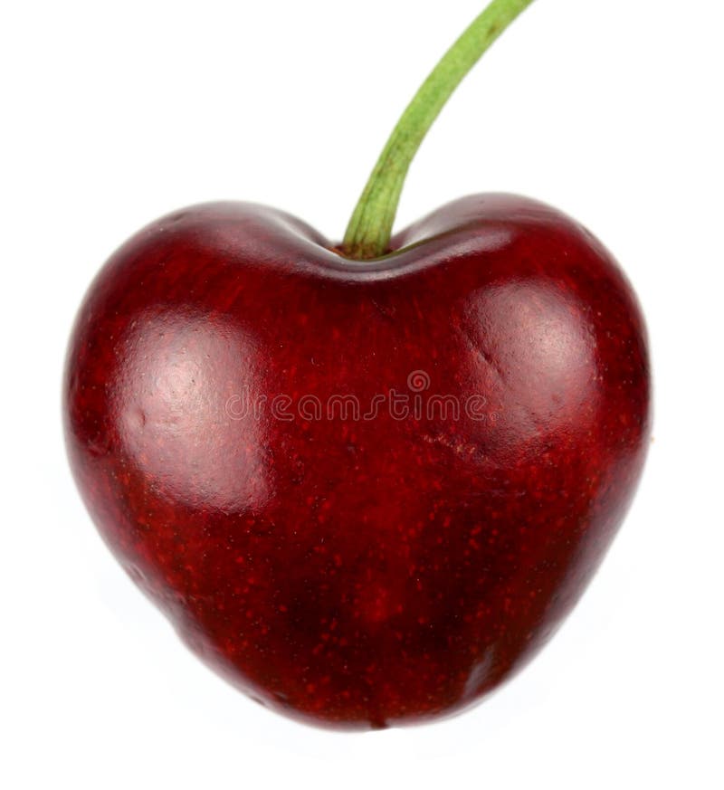 Hart gevormde die kersenbes op wit knipsel wordt geïsoleerd als achtergrond royalty-vrije stock foto Hart gevormde die kersenbes op wit knipsel wordt geïsoleerd als achtergrond royalty-vrije stock foto