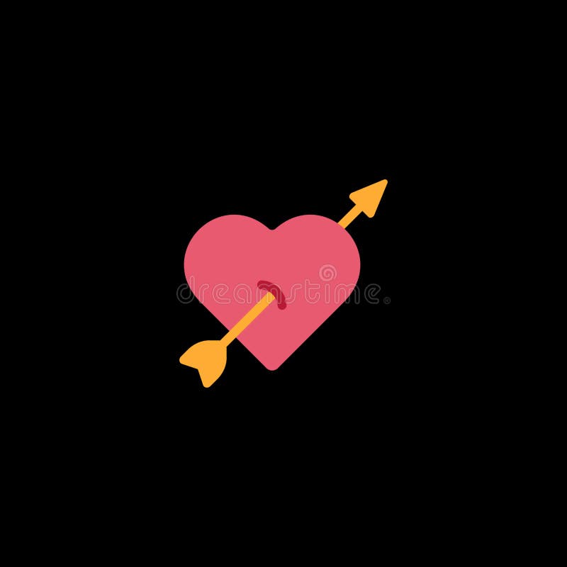 Hart met pijlpictogram Cupidopijltje aan het hart wordt doordrongen dat Pijl van cupido, Liefdesymbool met pijl De Dagteken van V vector illustratie Hart met pijlpictogram Cupidopijltje aan het hart wordt doordrongen dat Pijl van cupido, Liefdesymbool met pijl De Dagteken van V vector illustratie