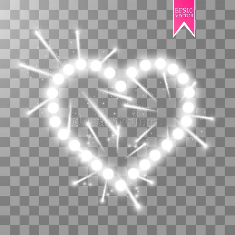 Heart of the lamps ith luminous fireworks on a transparent background. Valentines day card. Heart with inscription I Love You. Vector illustration EPS 10. Heart of the lamps ith luminous fireworks on a transparent background. Valentines day card. Heart with inscription I Love You. Vector illustration EPS 10.