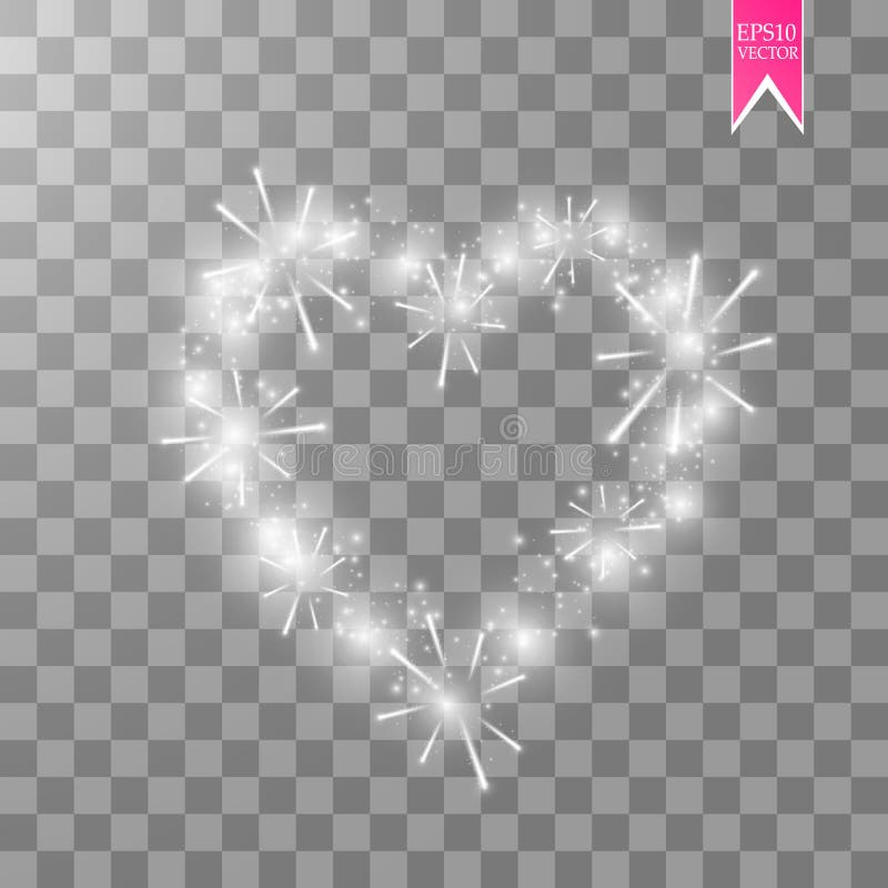 Heart of the lamps ith luminous fireworks on a transparent background. Valentines day card. Heart with inscription I Love You. Vector illustration EPS 10. Heart of the lamps ith luminous fireworks on a transparent background. Valentines day card. Heart with inscription I Love You. Vector illustration EPS 10.