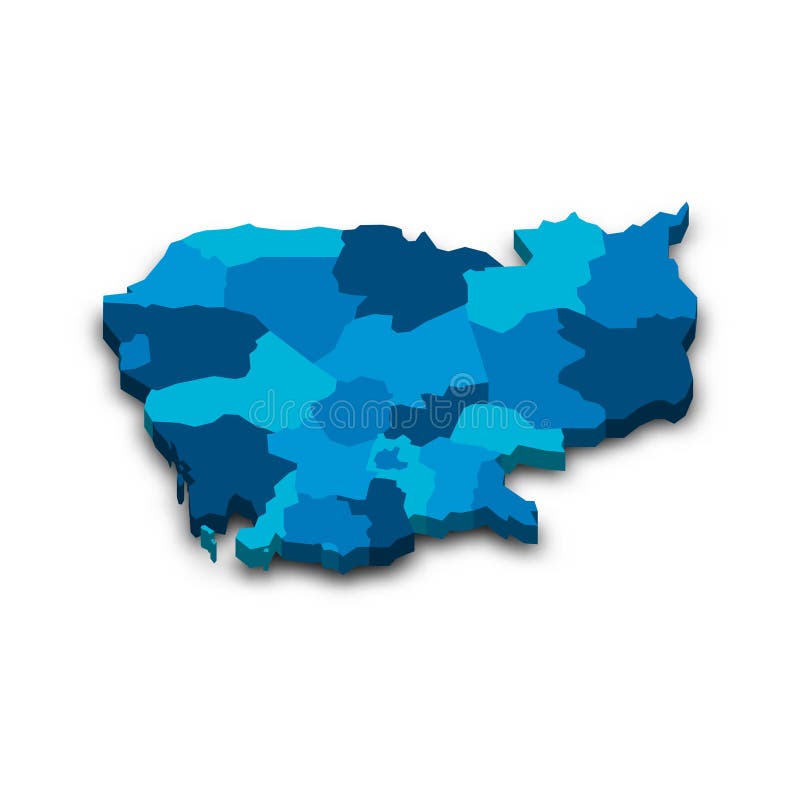 Harta politică cambodgiană a diviziunilor administrative stock illustration