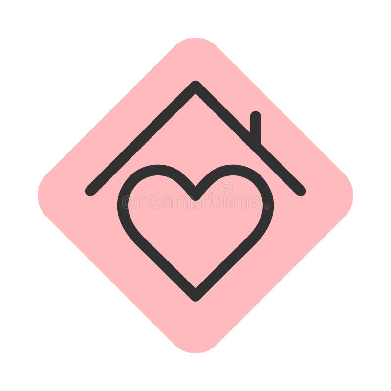 Hartteken met de stijlpictogram van de daklijn royalty-vrije illustratie Hartteken met de stijlpictogram van de daklijn royalty-vrije illustratie