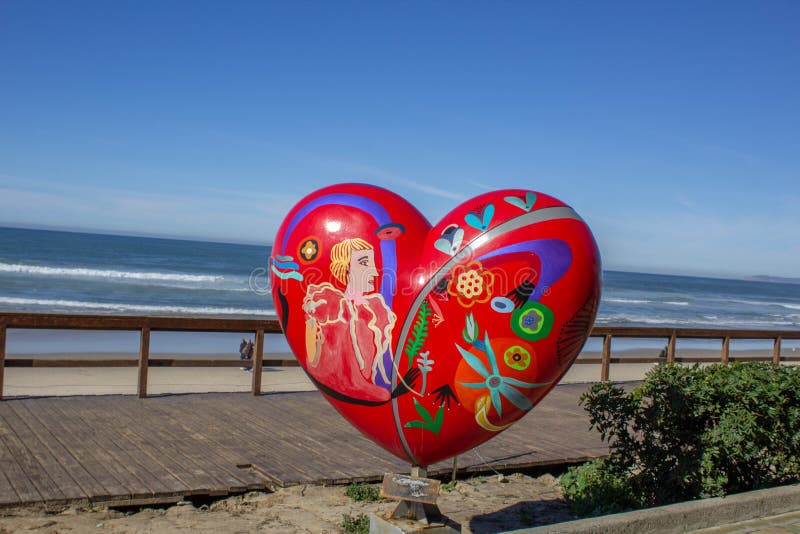 heart-shaped sculpture located in beaches of tijuana california. heart-shaped sculpture located in beaches of tijuana california