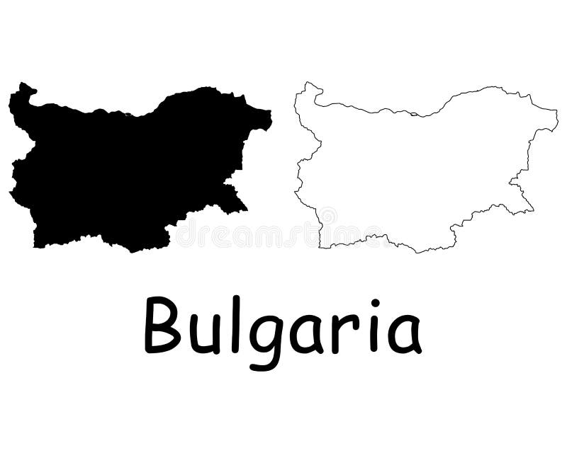 Hartă țară bulgaria. silueta neagră și conturul izolat pe fond alb. vector EPS stock illustration