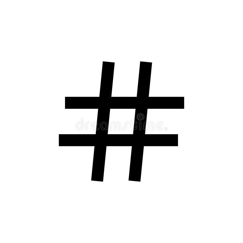 Hashtag Icon Vector Isolated on White Background. Black Hashtag Icon