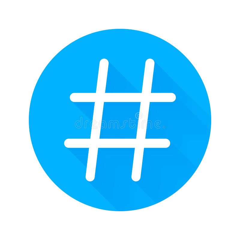 Hashtag wektorowa ikona dla ogólnospołecznego sieci lub interneta zastosowania Hashtag odizolowywał symbol w błękitnym okręgu bie royalty ilustracja Hashtag wektorowa ikona dla ogólnospołecznego sieci lub interneta zastosowania Hashtag odizolowywał symbol w błękitnym okręgu bie royalty ilustracja