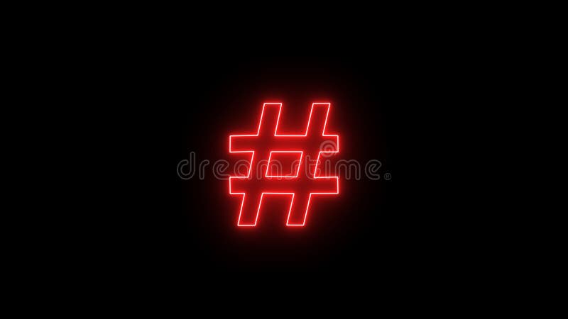 Hashtag świecący niebieski neon ikona lśniący symbol. ilustracja wektor