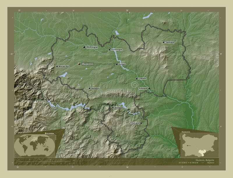 Haskovo Bulgaria Wiki Labelled Points Cities Province Elevation Map Colored Style Lakes Rivers Locations Names 256251430 