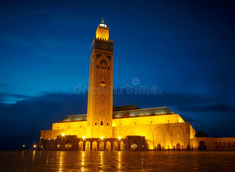 Hassan II moské i Casablanca, Marocko Afrika arkivbilder Hassan II moské i Casablanca, Marocko Afrika arkivbilder
