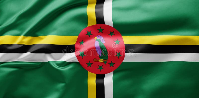 Hasteando bandeira nacional de dominica ilustração do vetor