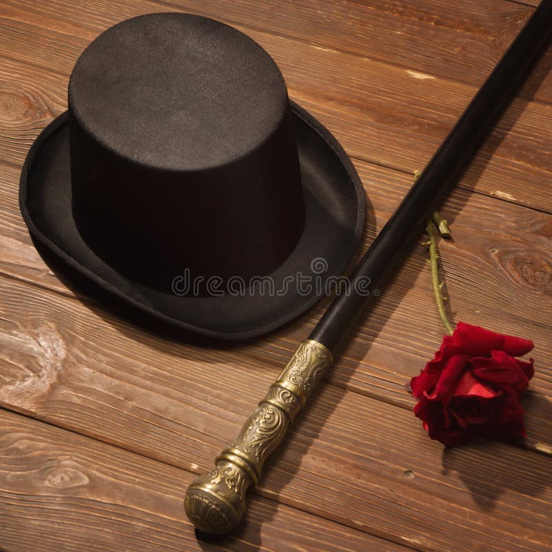 Hat, cane and rose stock photos Hat, cane and rose stock photos