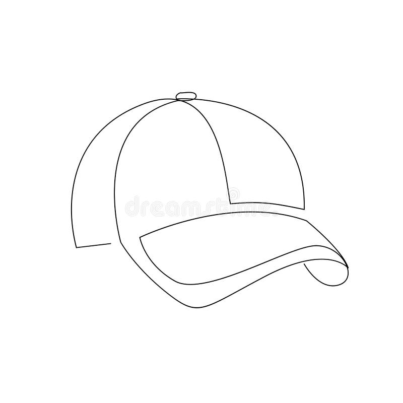 Hat Cap One Line Drawing Isolated on White Background Stock ...