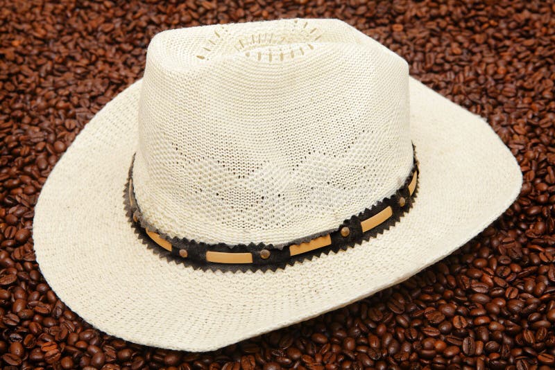 Hat and coffee beans stock image. Image of columbian 33358397