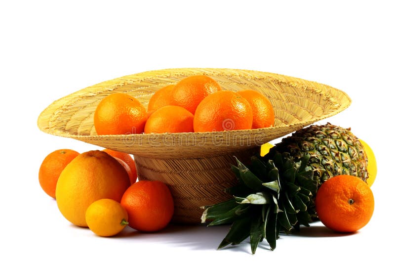 Hat full of oranges royalty free stock photo Hat full of oranges royalty free stock photo