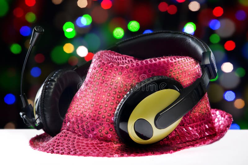 Hat, headphones stock photo. Image of bright, space, party 54318302