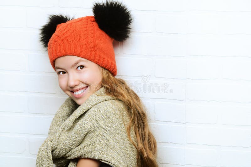 Hat with pom-poms stock photo. Image of beauty, fashion - 49001890