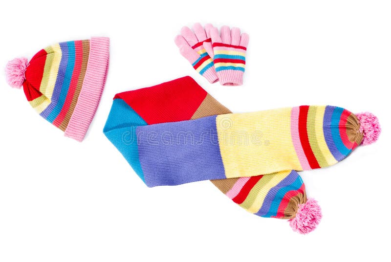 Hat, scarf and gloves stock photo