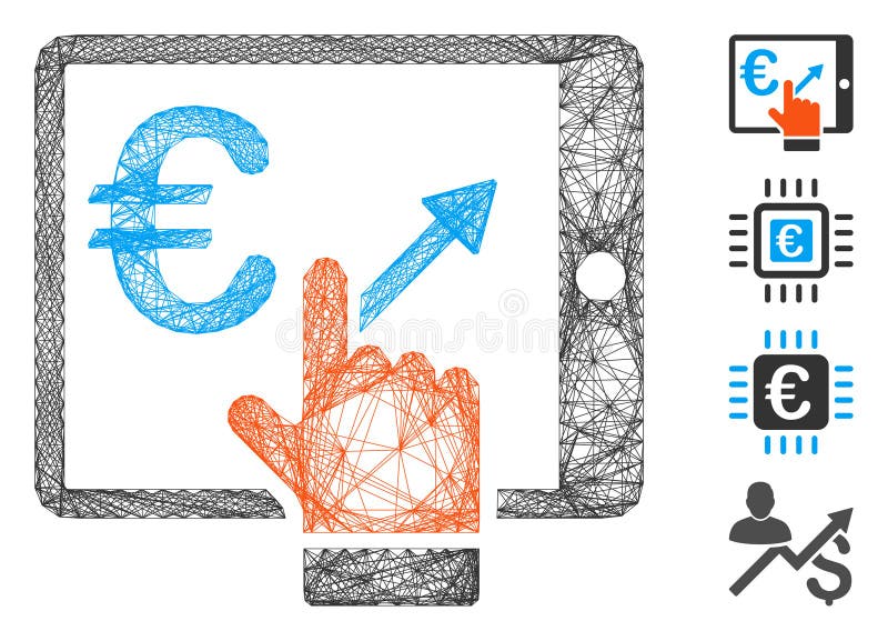 Hatched Euro Analytics Tablet Vector Mesh stock illustration