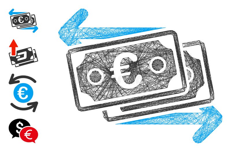 Hatched Euro Banknotes Change Vector Mesh vector illustration