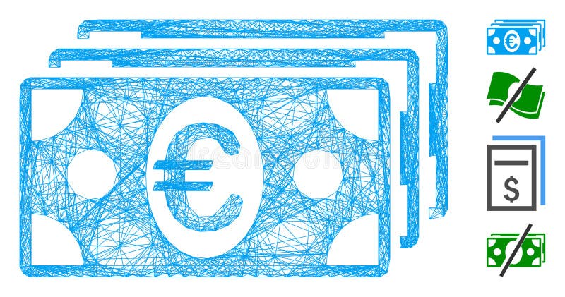 Hatched Euro Banknotes Vector Mesh royalty free illustration