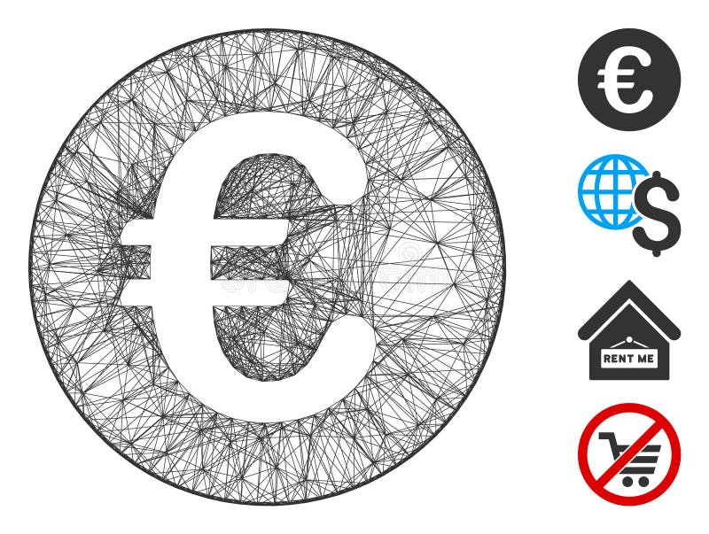 Hatched Euro Coin Vector Mesh stock illustration