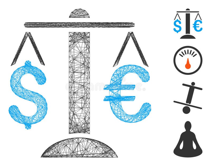 Hatched Euro Dollar Balance Vector Mesh royalty free illustration