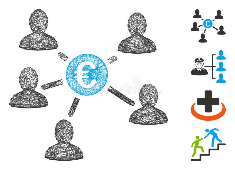 Hatched Euro Social Links Vector Mesh vector illustration